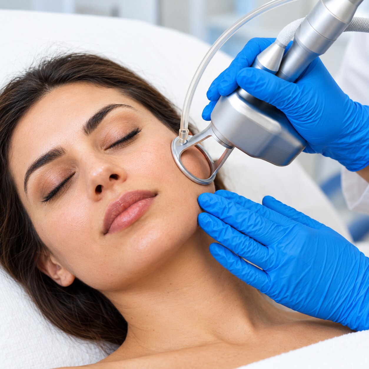 Soin du visage réalisé avec une technologie laser CO₂ professionnelle
